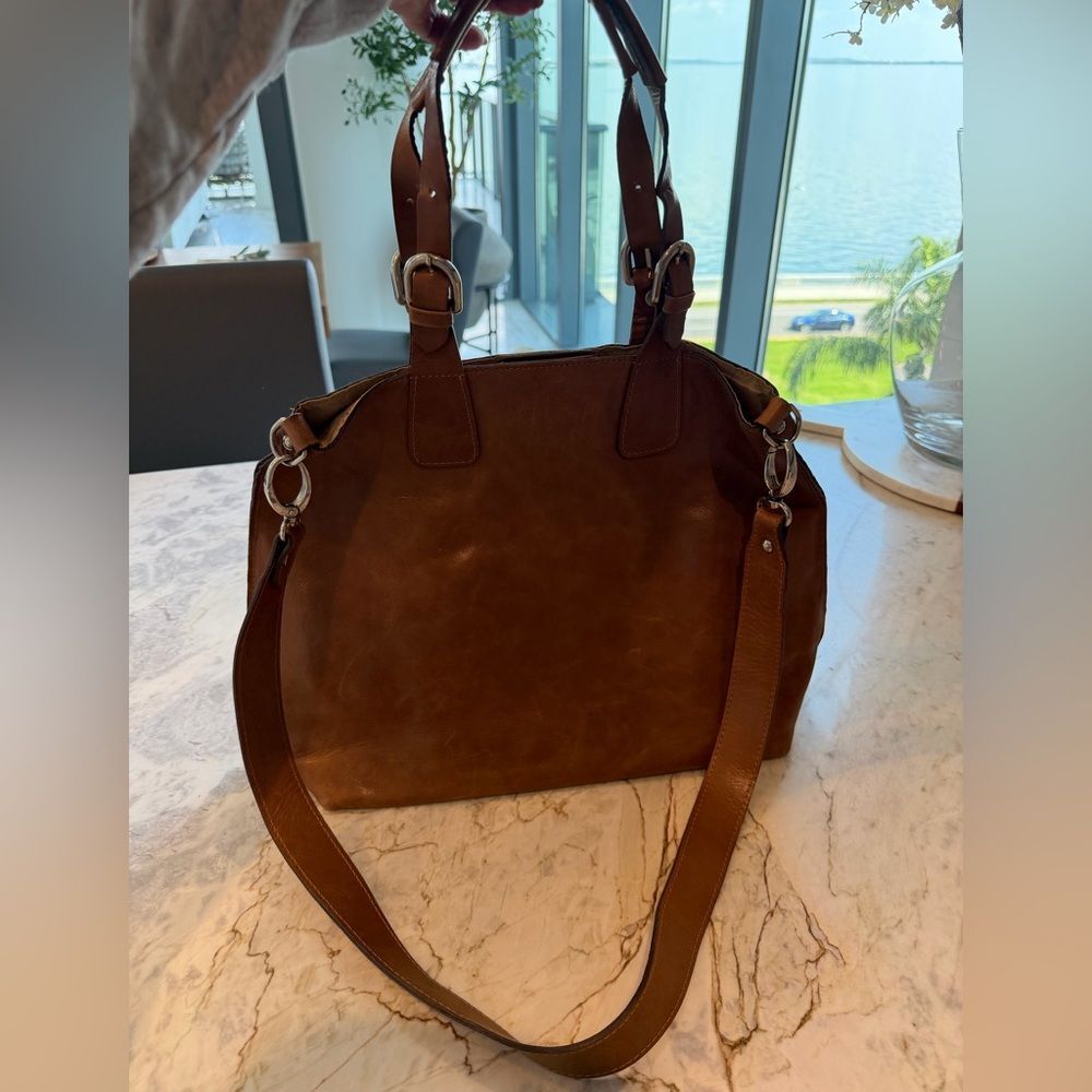 Classic Italian Brown Leather Tote/ Crossbody Bag